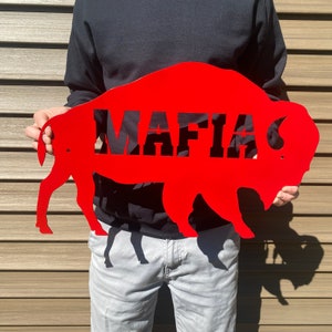 Metal Buffalo Sign, Metal Buffalo, Mafia Sign, Buffalo Metal Artwork, Buffalo Home Decor, Rustic Home Decor, Metal Bills Sign, Bills Sign