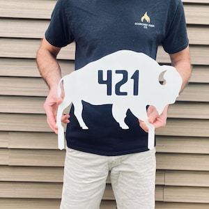 Metal Buffalo Yard Stake, Buffalo House Number Sign, Custom Buffalo Address Sign, Buffalo Garden Stake, Metal Bills Sign, Buffalo Yard Art