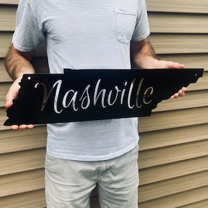 Tennessee State Sign, Nashville Sign, Metal Nashville Sign, Metal Tennessee Sign, Tennessee Home Decor, Metal Home Decor, Tennessee Wall Art