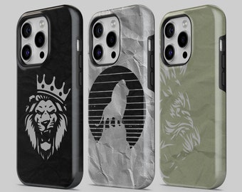 Tough King Lion Handyhülle Wild Animal Cover für iPhone 15, 14, 13, 12, Xr Google Pixel 8, 8Pro, 7A, 6A, Samsung Galaxy S24, 523, 522.