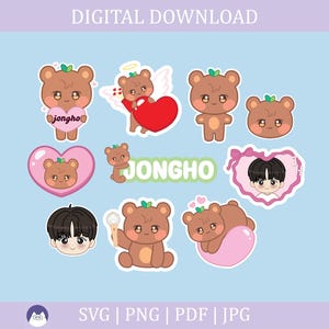 Jongho Jjongbear Bundle | Ateez | Aniteez | Svg, Pdf, Png, Jpg | Kpop | Vector Files