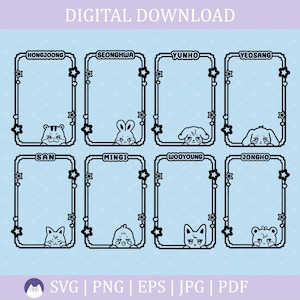 Borde de tarjeta fotográfica Ateez Aniteez / Svg, Pdf, Png, Jpg / Calcomanías Ateez / Stickers Ateez / Calcomanías Kpop / Archivos vectoriales para Cricut y Silhouette