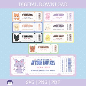 Ateez Aniteez Printable Fanmade Konzertkarten Nordamerika Tour 2025 | .Svg , Png, Pdf | Tolles Geschenk | Fanmade Merch
