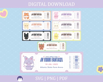 Ateez Aniteez Printable Fanmade Concert Tickets North America Tour 2025 | Svg , Png, Pdf | Atiny Gift | Fanmade Merch