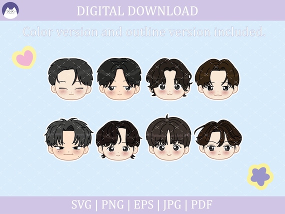 Ateez Heads | Svg, Pdf, Png, Jpg, Eps | Ateez decals | Ateez Stickers | Kpop | Vector files for Cricut and Silhouette