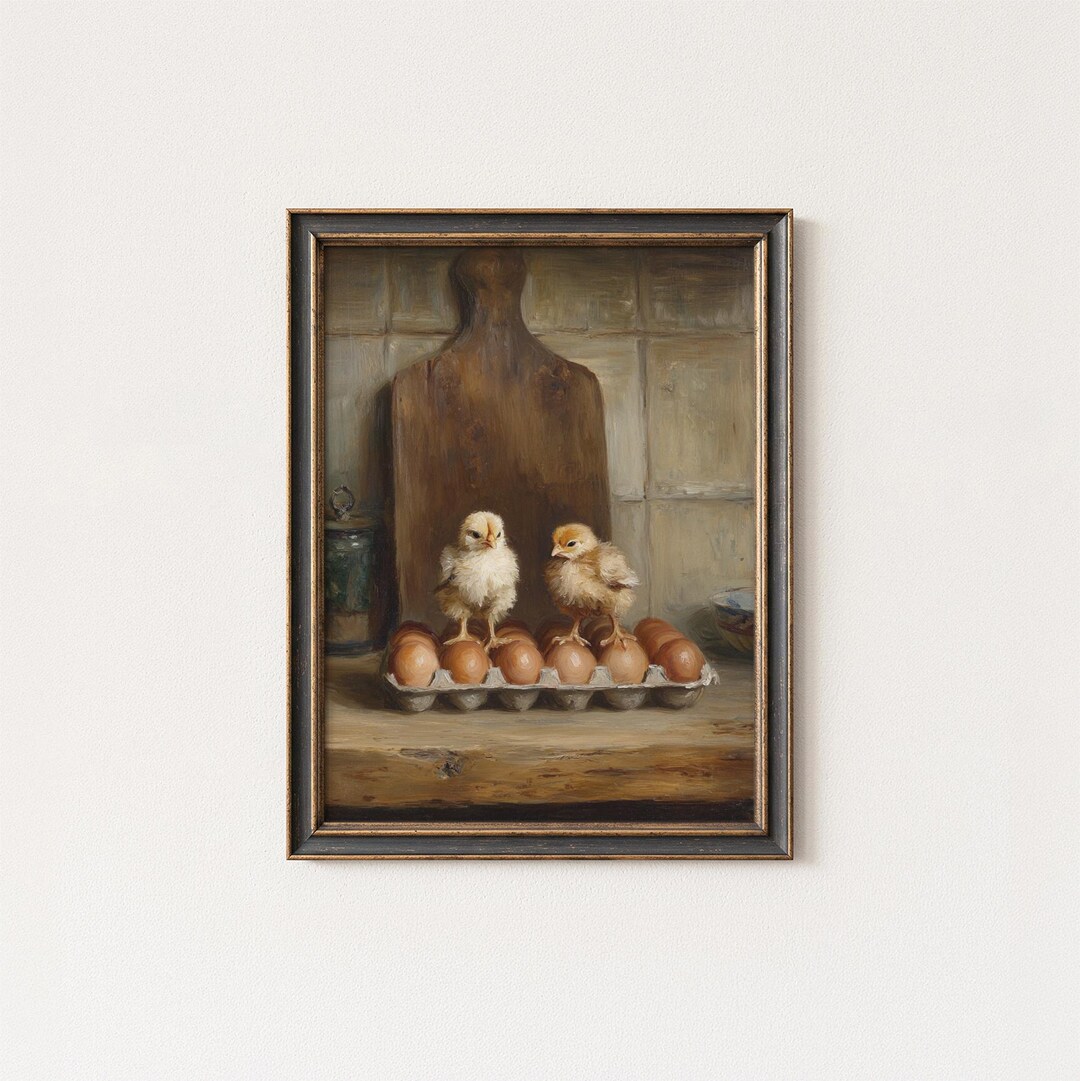 Vintage Farmhouse Chicks Wall Art Print, Rustic Chicken and Eggs ...