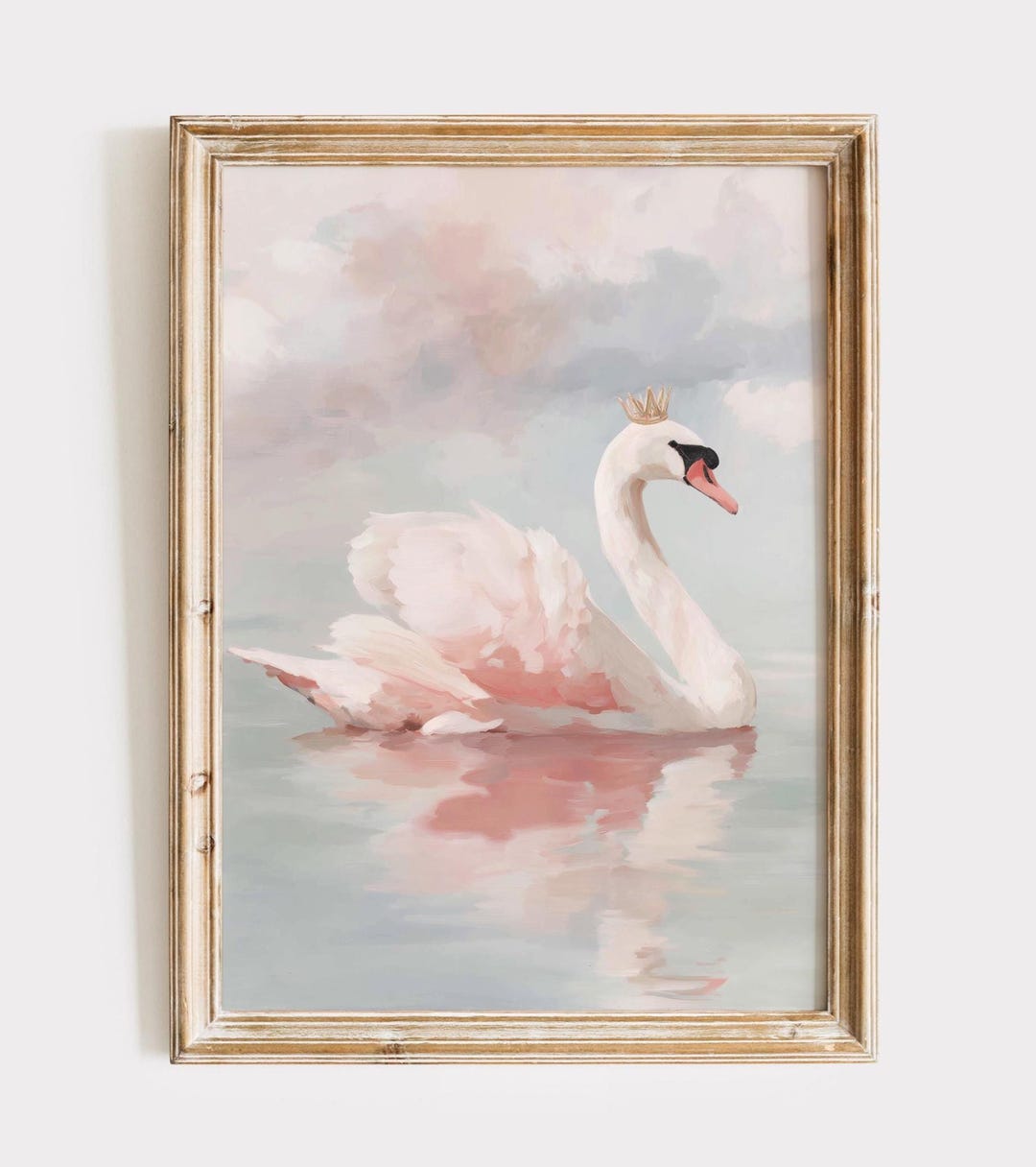 Coquette Pink Swan Art Print Vintage Printable Wall Art Pastel ...