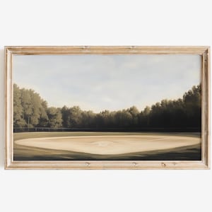 Baseball Field Print TV Frame Art Vintage Style Baseball Diamond Minimalist Boys Room Printable Art Baseball Lovers Gift Office Decor