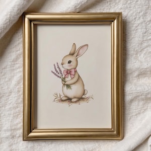 Vintage Rabbit Printable Art Spring Easter Neutral Nursery Wall Deco Farmhouse Bunny Sketch Print Antique Animal Illustration Baby Room Art