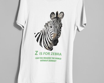 Zebra Cotton Adult Short-Sleeve Unisex T-Shirt: Endangered Species Series