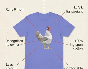 Chicken Adult Graphic T-Shirt: Unisex 100 % Cotton Tee