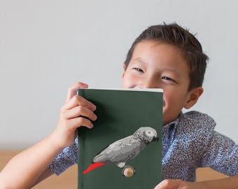 African Grey Parrot Journal: Lined Matte Hardcover Notebook (5.75″ × 8″)