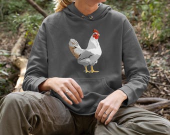 Chicken Adult Hoodie: Vintage Unisex Cotton Blend Fleece Pullover