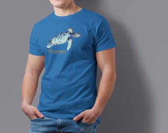 Hawksbill Sea Turtle Adult Unisex Graphic Tee: Endangered Species Series, 100% Cotton T-Shirt