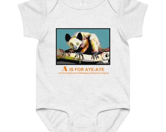 Aye-aye Onesie Baby: Endangered Species Series, 100% Cotton Jersey Bodysuit