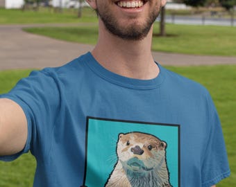 Sea Otter: Unisex Cotton T-shirt - available in 7 colors - Endangered Species Series
