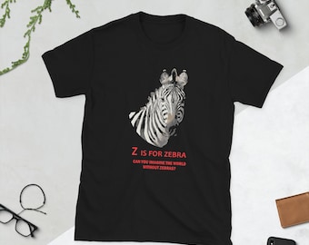 Zebra Cotton Adult Short-Sleeve Unisex T-Shirt: Endangered Species Series