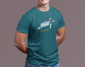 Hawksbill Sea Turtle Adult Unisex Graphic Tee: Endangered Species Series, 100% Cotton T-Shirt