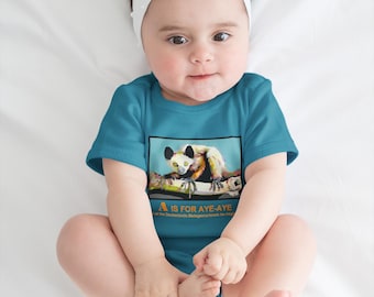 Aye-aye Onesie Baby: Endangered Species Series, 100% Cotton Jersey Bodysuit