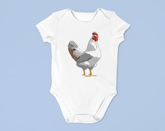 Chicken Onsie: Comfy baby short sleeve one piece, 100% Cotton