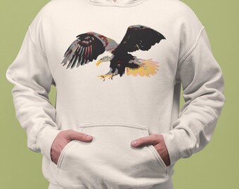 Bald Eagle Adult Hoodie: Unisex Cotton Blend Fleece Pullover