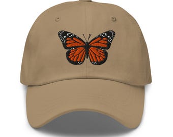 Monarch Butterfly Embroidered Dad Hat - 100% Cotton