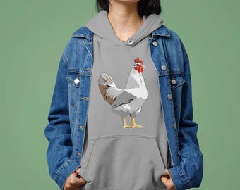 Chicken Adult Hoodie: Vintage Unisex Cotton Blend Fleece Pullover