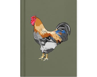Colorful Rooster: Lined Matte Hardcover Notebook (5.75″ × 8″)