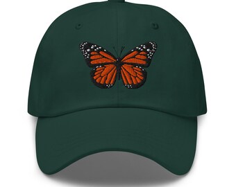 Monarch Butterfly Embroidered Dad Hat - 100% Cotton