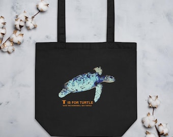 Hawskbill Sea Turtle Eco Tote Bag:  100% certified organic cotton 3/1 twill - Endangered Species Series