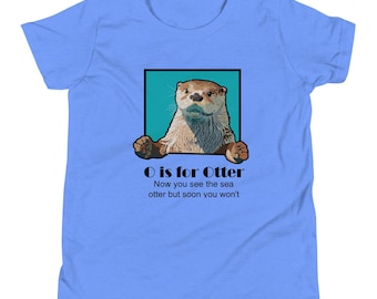 Sea Otter 100% Cotton Youth Short Sleeve T-Shirt: Endangered Species Series