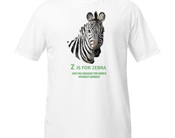 Zebra Cotton Adult Short-Sleeve Unisex T-Shirt: Endangered Species Series