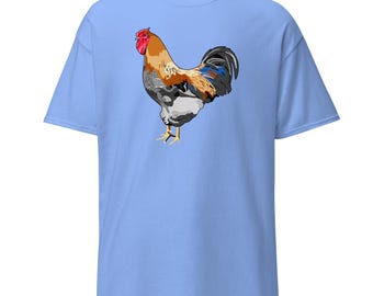 Colorful Rooster: Adult unisex 100% cotton classic tee - comes in 7 colors