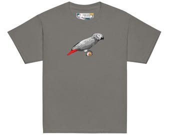 African Grey Parrot: Youth classic tee - Preshrunk US-grown cotton - Available in 6 colors
