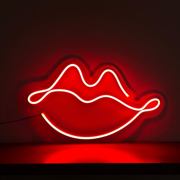 Neon LED Lips sign THE KISS signe de néons faits à la main pour la décoration intérieure