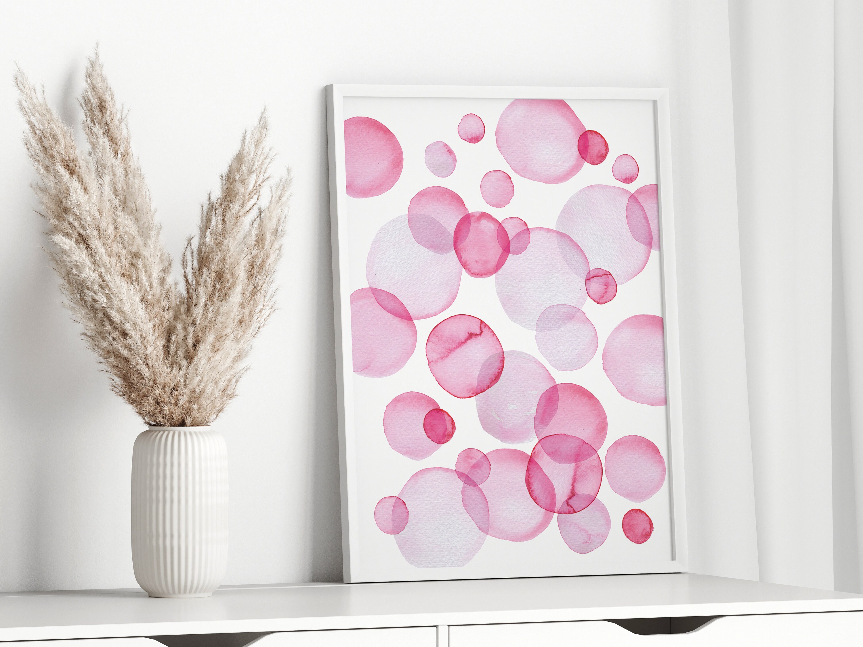 Pink Bathroom Wall Art. Watercolor Bubbles Art. Girly Soap Bubbles ...