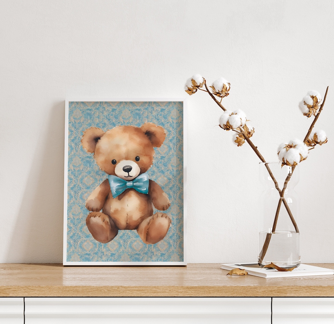 Teddy Bear Wall Art. Nursery Decor. Baby Boy Print. New Baby Printable ...