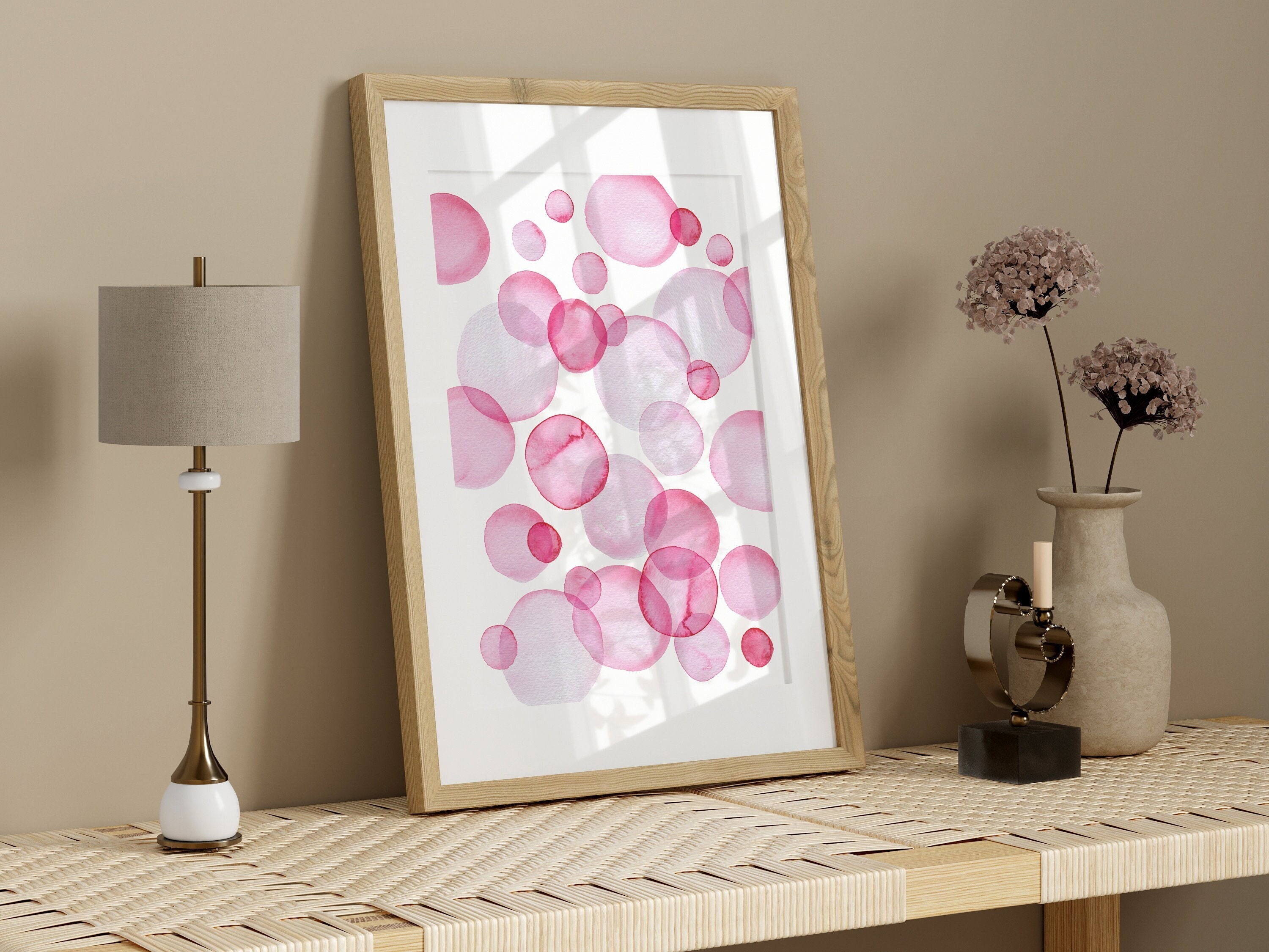 Pink Bathroom Wall Art. Watercolor Bubbles Art. Girly Soap Bubbles ...