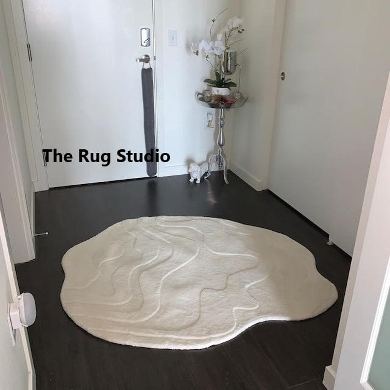 Hand Tufted Irregular Shape Rug Hand Tuft Rug Kidney Shaped Etsy