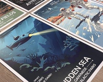 FULL Set of 10 Space Prints Intergalactic Parks Vol 1: Sol - A Journey Through the Solar System | Retro Futuristic NASA Space Poster