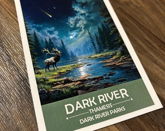 Grafika Dark River | Łoś autorstwa Moonlit River | Plakat z motywem fantasy i natury
