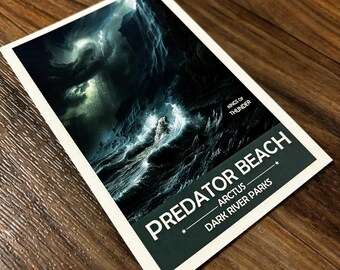 Plakat z motywem plaży Predator | Niedźwiedź polarny złapany w burzy | Plakat z motywem fantasy