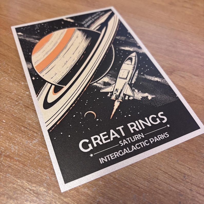 Saturn Rings Art Print | Retro Space Poster, NASA Inspired - Etsy