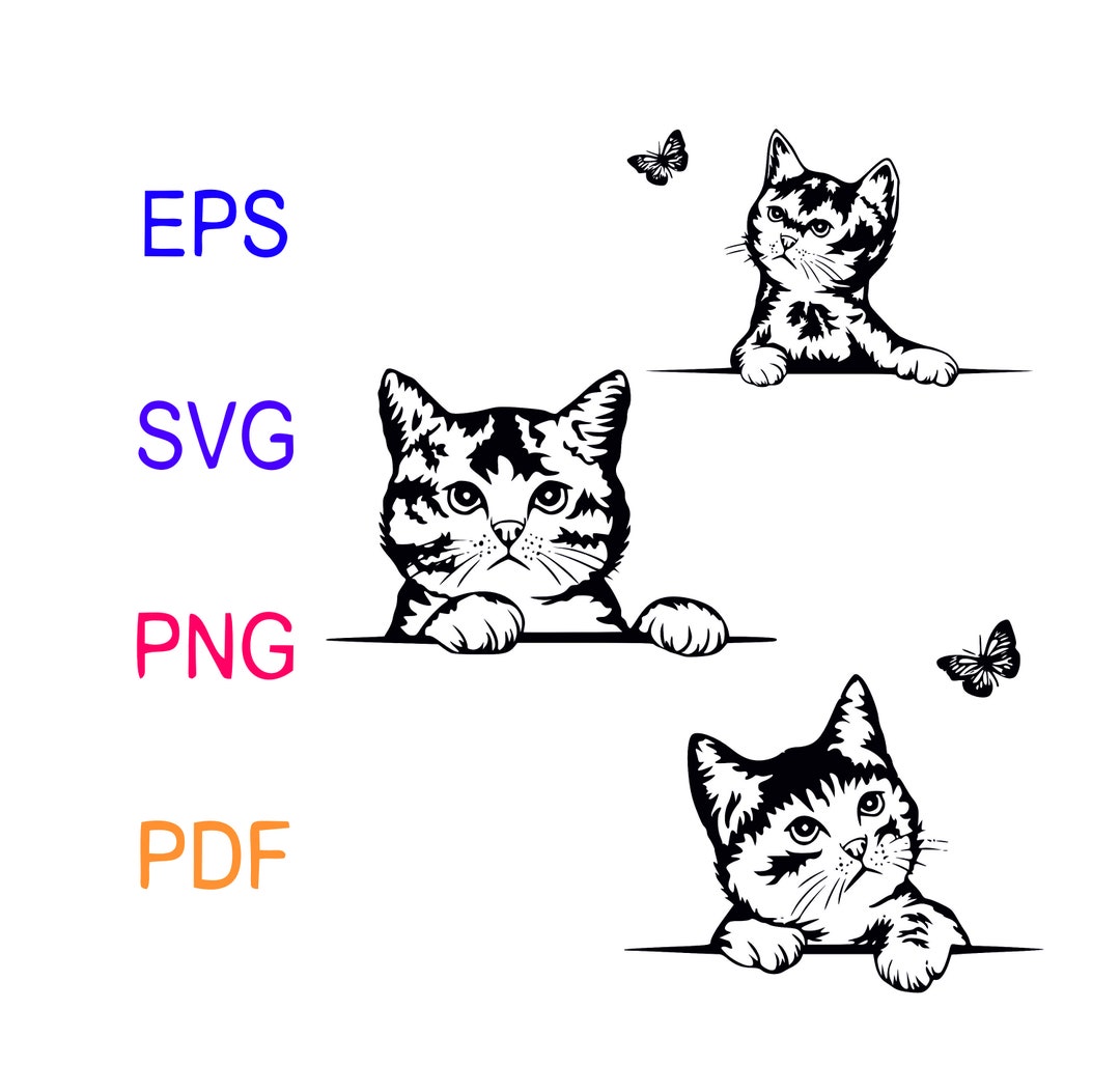 Cat Svg Cut File Cat With Butterfly Svg Cricut Cat File Svg Etsy Australia
