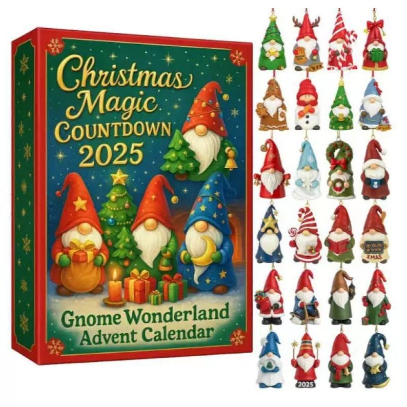 Gnome Advent Calendar 2025 | Christmas Countdown Box | 24 Mini Holiday ...
