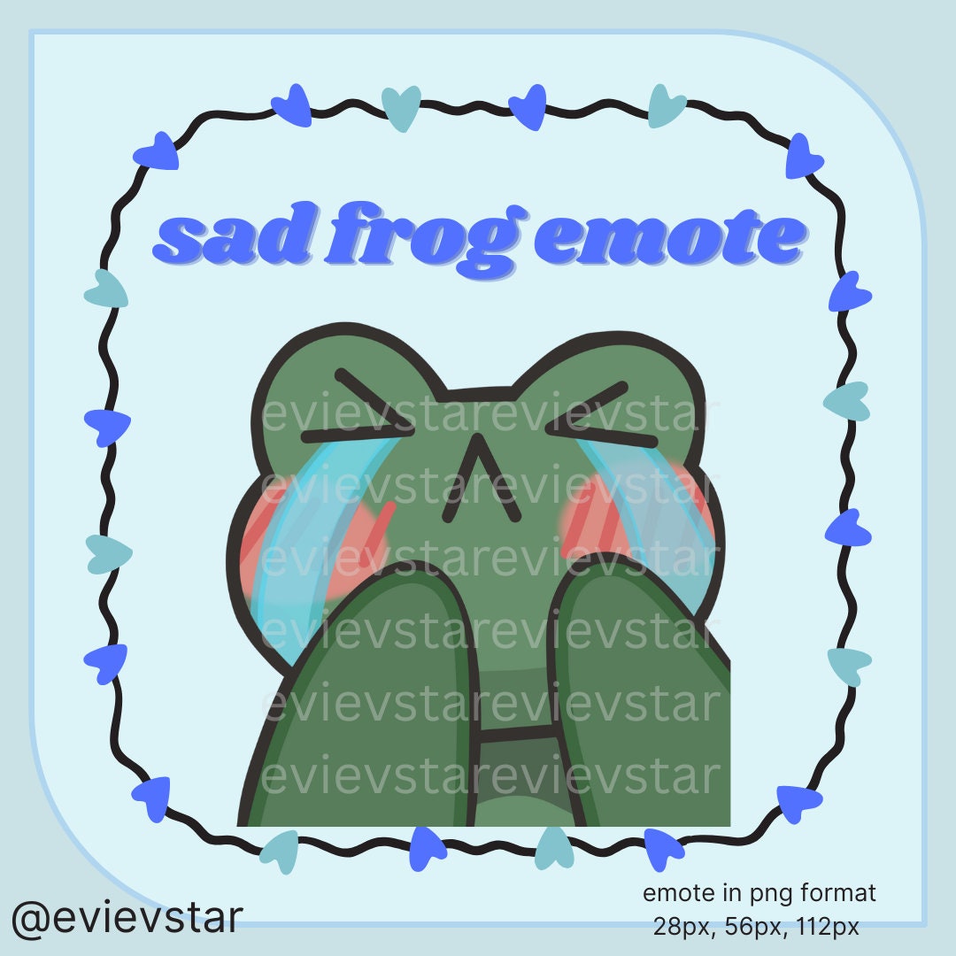 Cute Kawaii Sad Sob Frog Blushing Emote for Twitch Discord Etsy