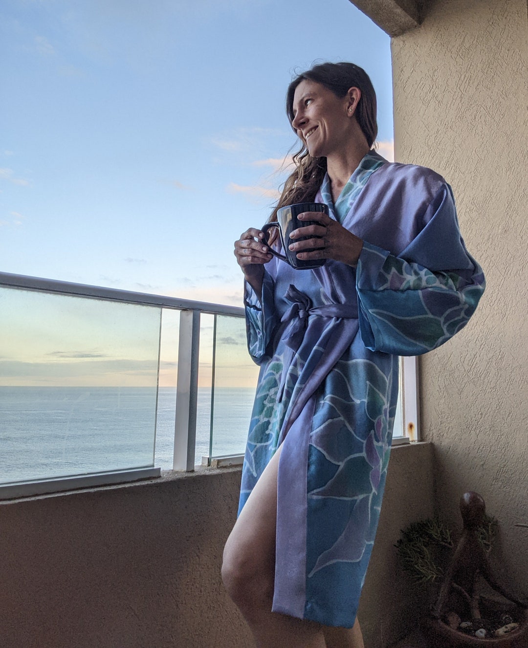 Painted Robe Hand Painted Silk Kimono Robe - Luxury Dressing Gown - Etsy