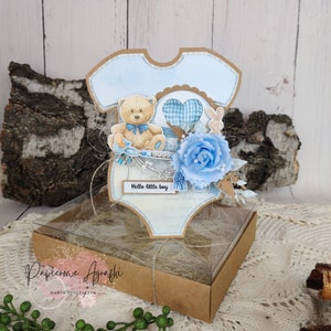 Gefeliciteerd met de geboorte van een jongetje, babyshower voor een jongen, unieke 3D-kaart, hartelijk gefeliciteerd met de geboorte