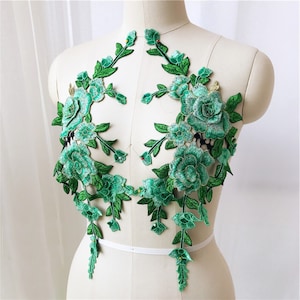 Green Embroidery Appliques, Forest 3D Patch Applique, 5 Colors Flower Applique, Bridal Craft Floral Appliques, yrical Dance Ballet Appliques