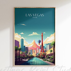 Las Vegas Travel Print: Modern Vintage Nevada Home Decor
